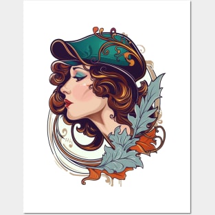 A portrait of a woman in the Art Nouveau style Posters and Art